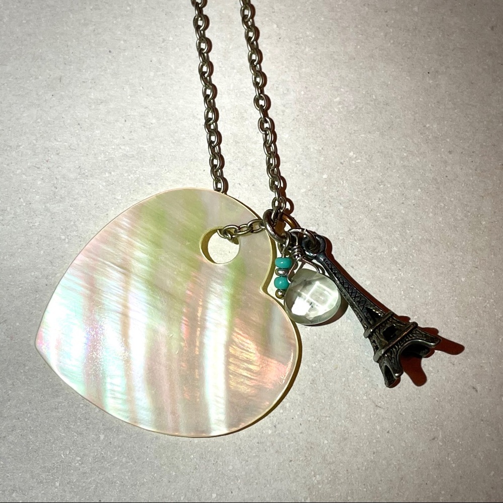Extra Long Eiffel Tower Heart Necklace